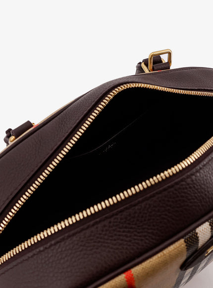 Burberry Coated Canvas Crossbody Bag With Check Pattern