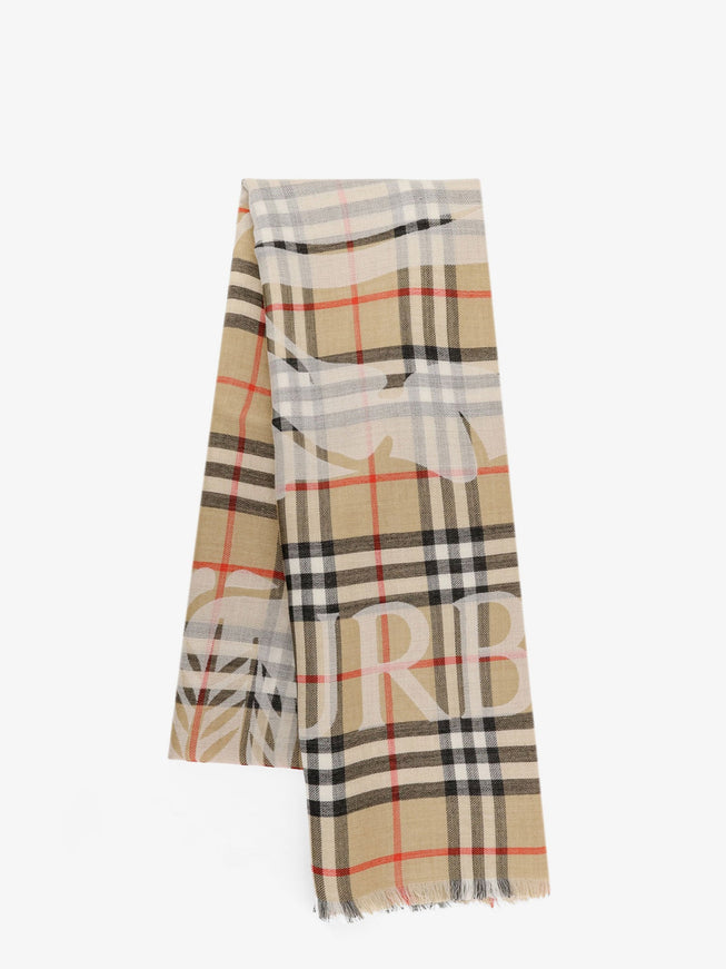 Burberry Wool And Silk Blend Scarf With Check Pattern Uni Sand