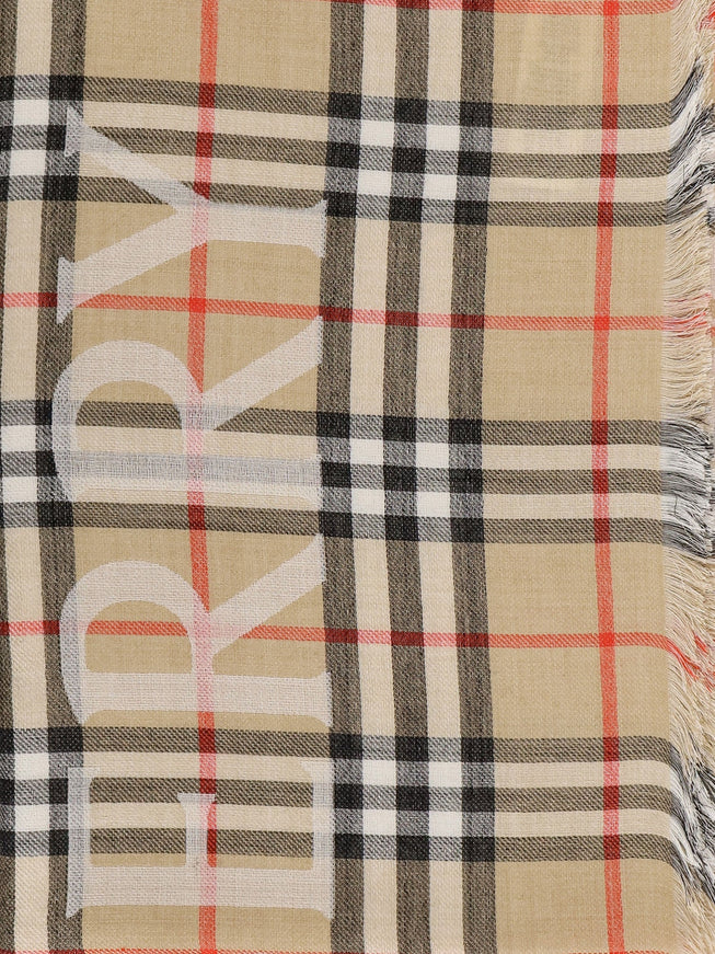 Burberry Wool And Silk Blend Scarf With Check Pattern