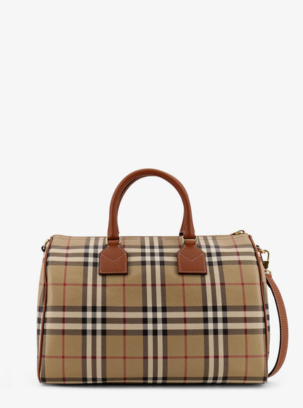 Burberry Coated Canvas Handbag With Check Pattern