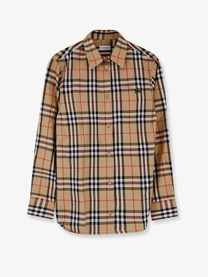 Burberry Emma Cotton Shirt With Check Pattern Sand Ip Check