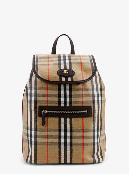 Burberry Highlands Coated Canvas Backpack With Front Logo Uni Sand