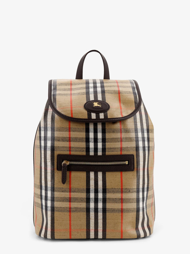 Burberry Highlands Coated Canvas Backpack With Front Logo Uni Sand