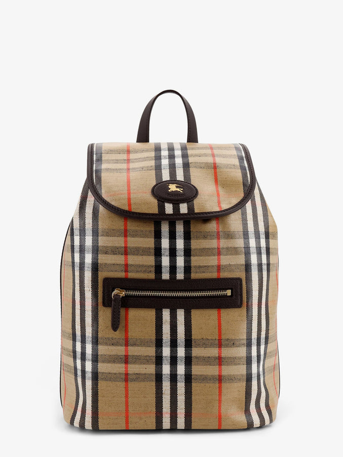 Burberry Highlands Coated Canvas Backpack With Front Logo Uni Sand