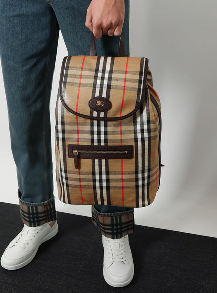 Burberry Highlands Coated Canvas Backpack With Front Logo