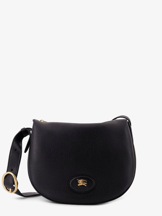Burberry Hammered Leather Crossbody Bag With Logo Patch Uni Black