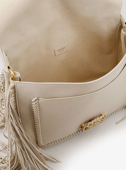 Burberry Rider Leather Handbag With Metal Equestrian Knit Logo