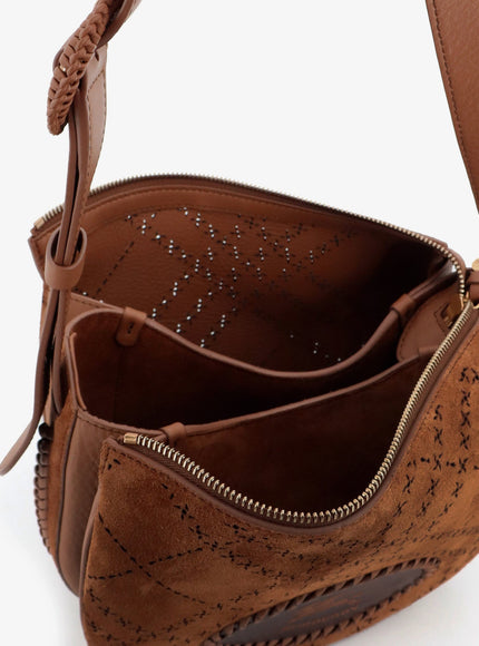 Burberry Tavistock Suede Crossbody Bag With Perforated Pattern
