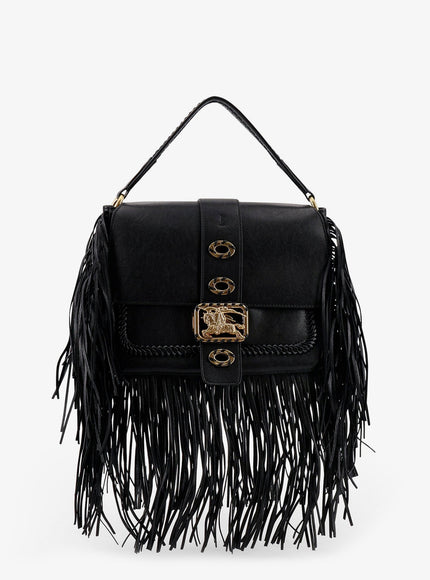 Burberry Rider Leather Shoulder Bag With Fringed Edges Uni Black