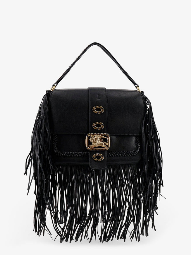 Burberry Rider Leather Shoulder Bag With Fringed Edges Uni Black