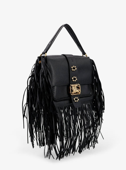 Burberry Rider Leather Shoulder Bag With Fringed Edges