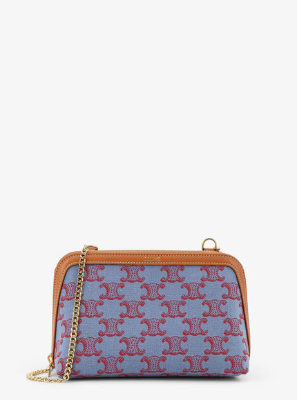 Celine Jacquard Fabric Crossbody Bag With All-Over Triomphe Logo Uni Denimblured