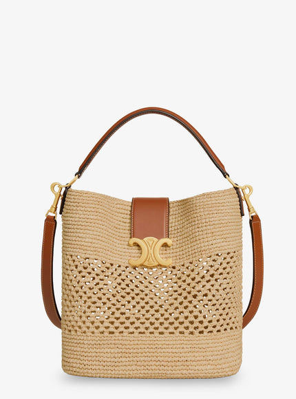 Celine Louise Medium Raffia Bucket Bag Uni Naturaltan