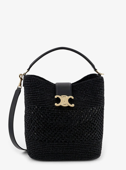 Celine Louise Medium Raffia Bucket Bag Uni Black