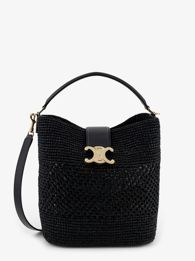 Celine Louise Medium Raffia Bucket Bag Uni Black