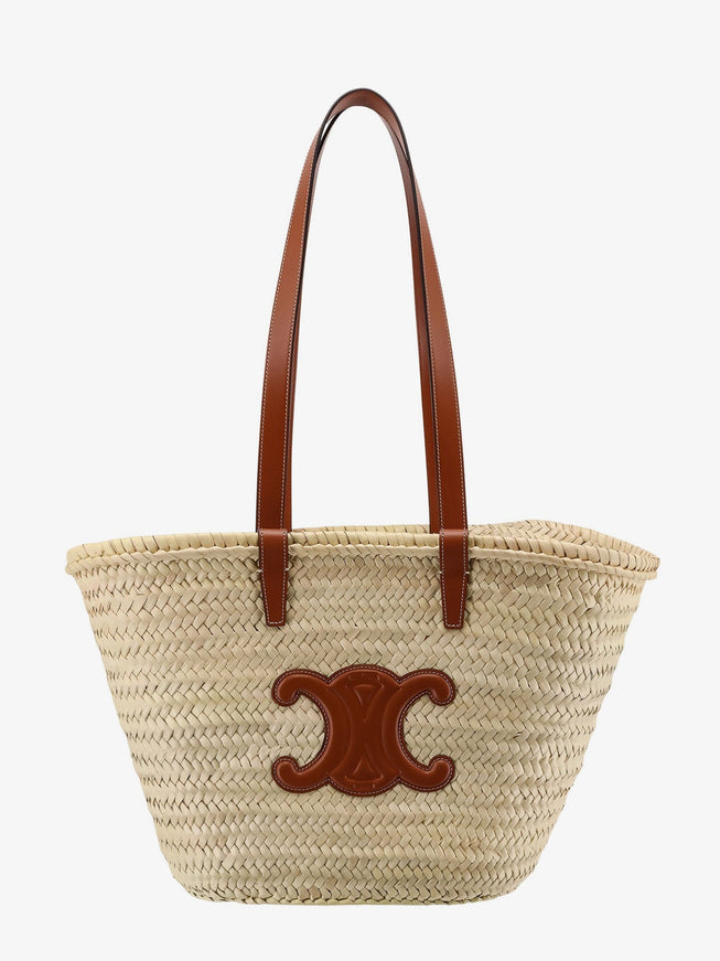 Celine Panier Raffia Shouder Bag With Leather Details Uni Tan