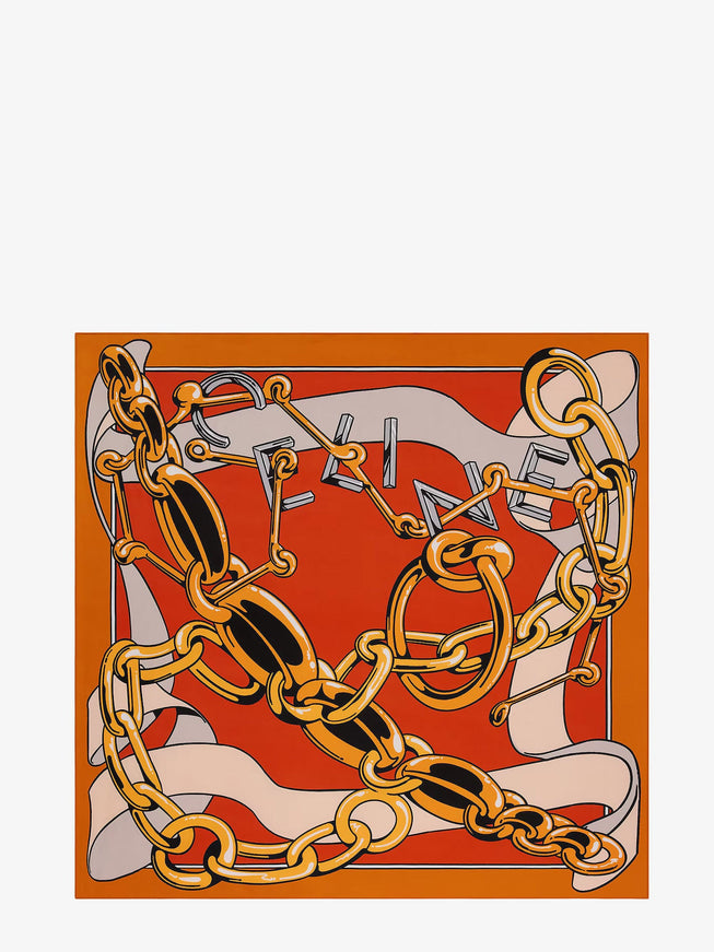 Celine Silk Twill Foulard Uni Orange Gold