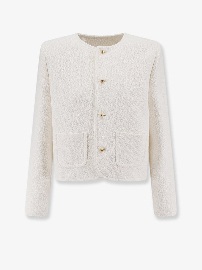 Celine Viscose And Wool Blend Blazer Offwhite