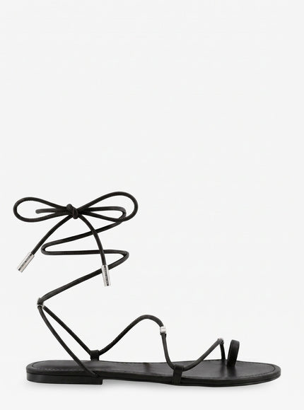Celine Leather Sandals With Metal Triomphe Logo Black