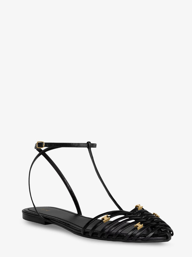 Celine Leather Cage Sandals With Metal Triomphe Logo Detail