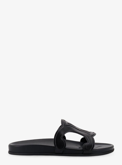 Celine Triomphe Leather Sandals Black