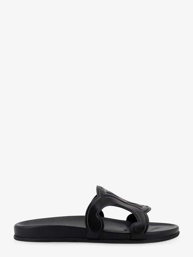Celine Triomphe Leather Sandals Black