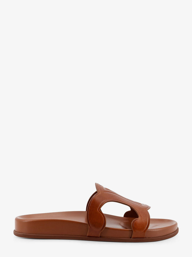 Celine Triomphe Leather Sandals Tan