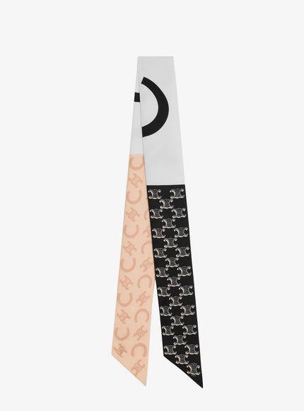 Celine Silk Scarf With All-Over Triomphe Logo Uni Optic Whiteblack
