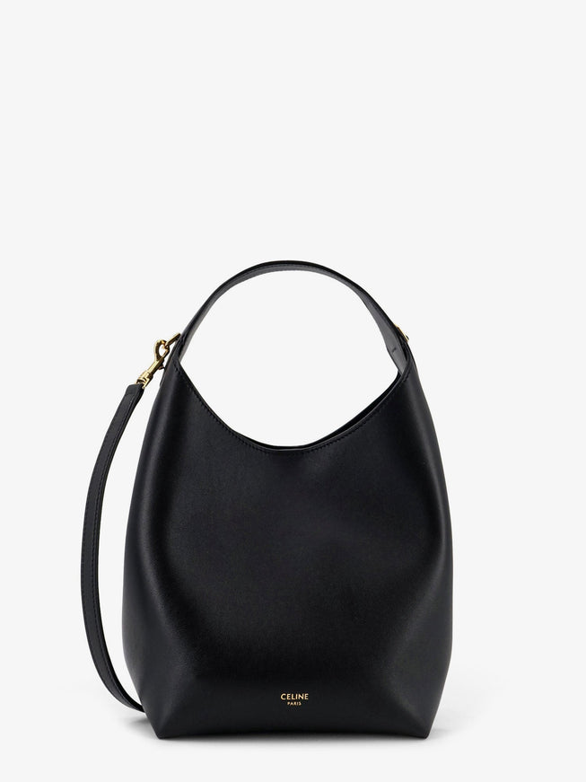 Celine Leather Crossbody Bag With Logo Lettering On The Bottom Uni Black