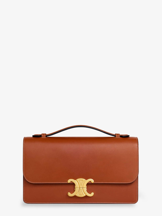 Celine Triomphe Leather Crossbody Bag Uni Tan