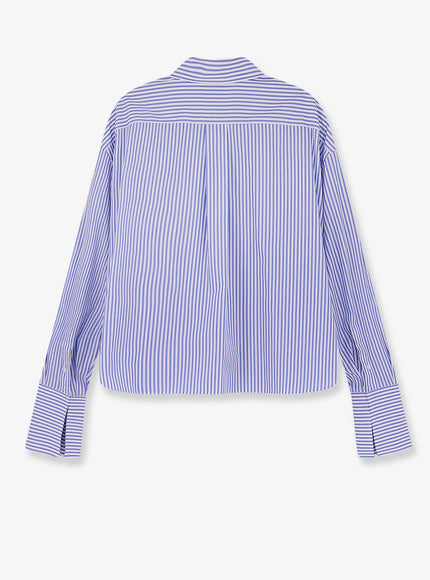 Celine Cropped Striped Cotton Shirt