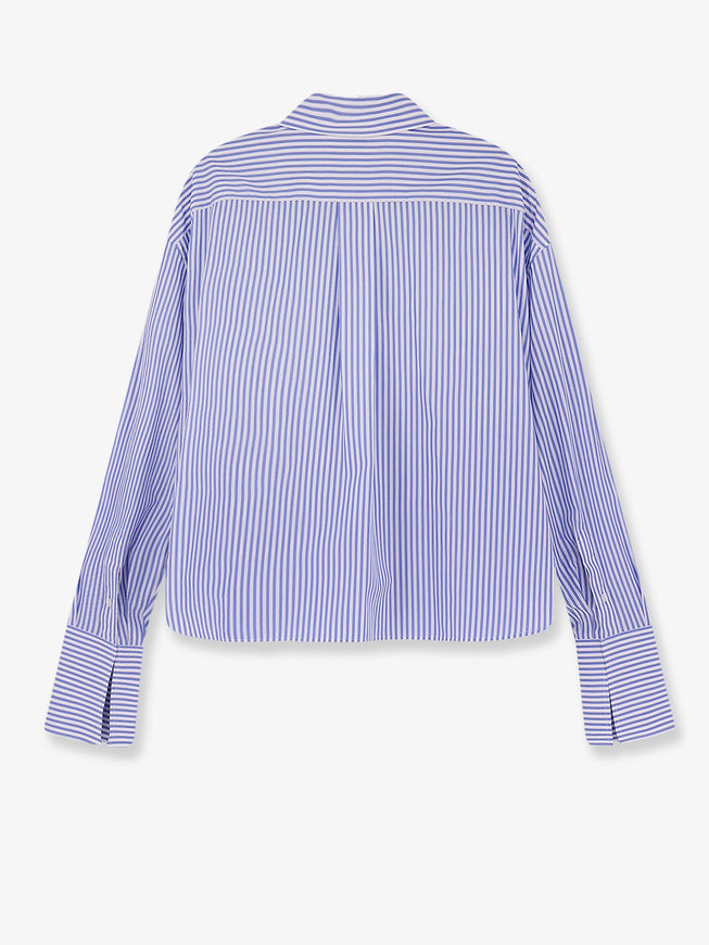 Celine Cropped Striped Cotton Shirt