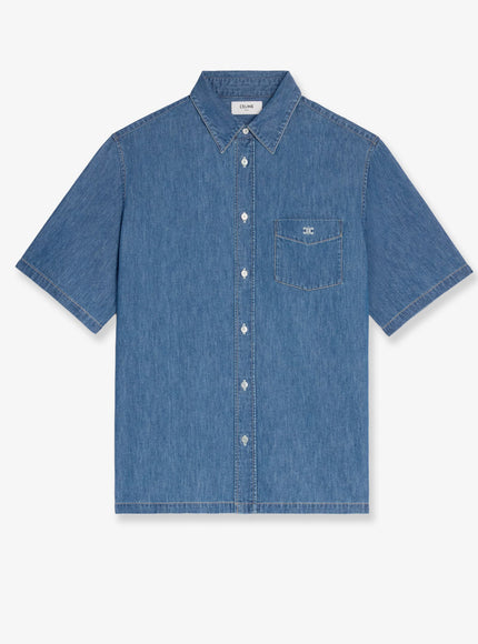 Celine Cotton Shirt With Triomphe Detail Union Ocean Wash