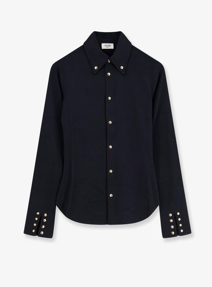 Celine Cotton Shirt With Triomphe Buttons Black