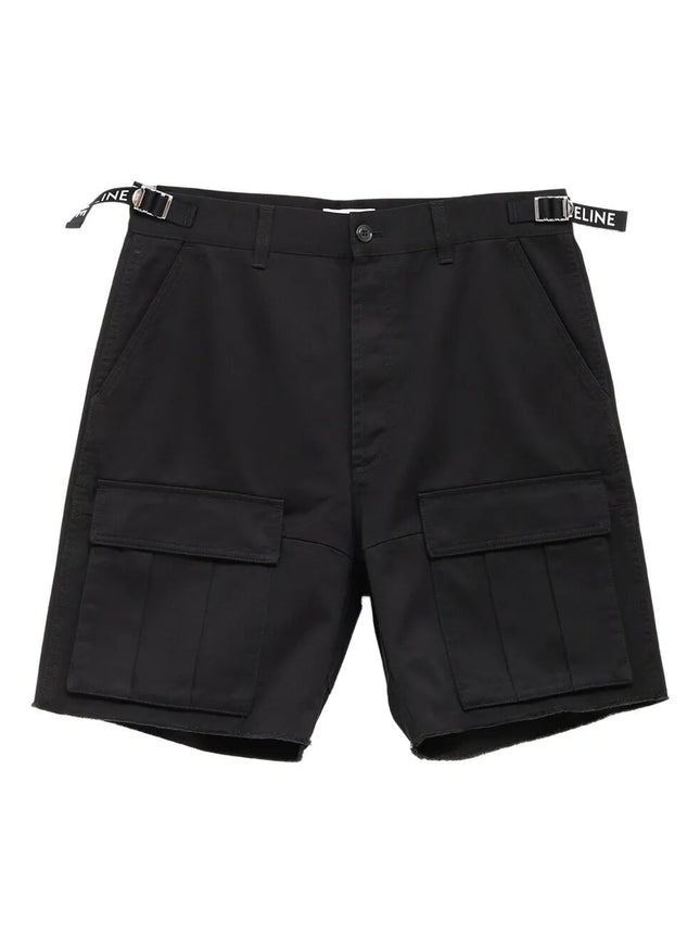 Celine Cargo Cotton Bermuda Shorts Black