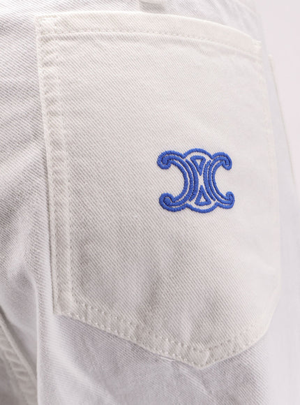 Celine Cotton Trousers With Triomphe Embroidery