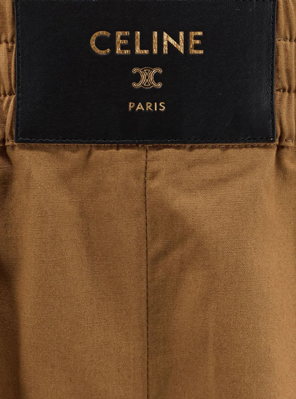 Celine Cotton And Linen Shorts With Triomphe Patch