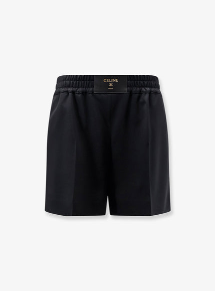 Celine Wool Shorts With Leather Tag Black