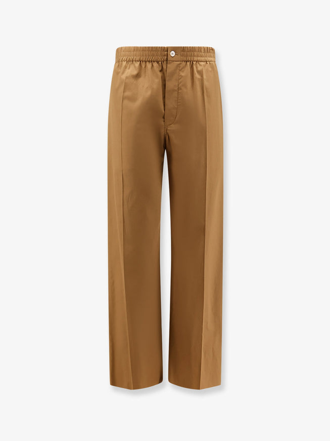 Celine Cotton And Linen Trousers Chestnut