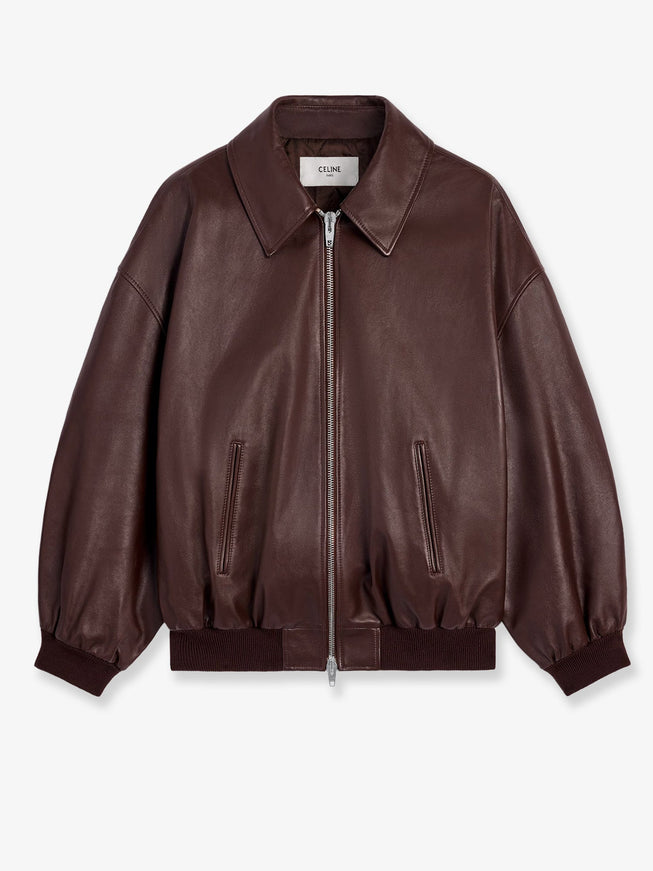 Celine Leather Jacket Chocolate