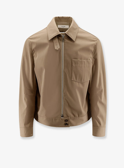 Celine Cotton Jacket With Triomphe Patch Ash Beige