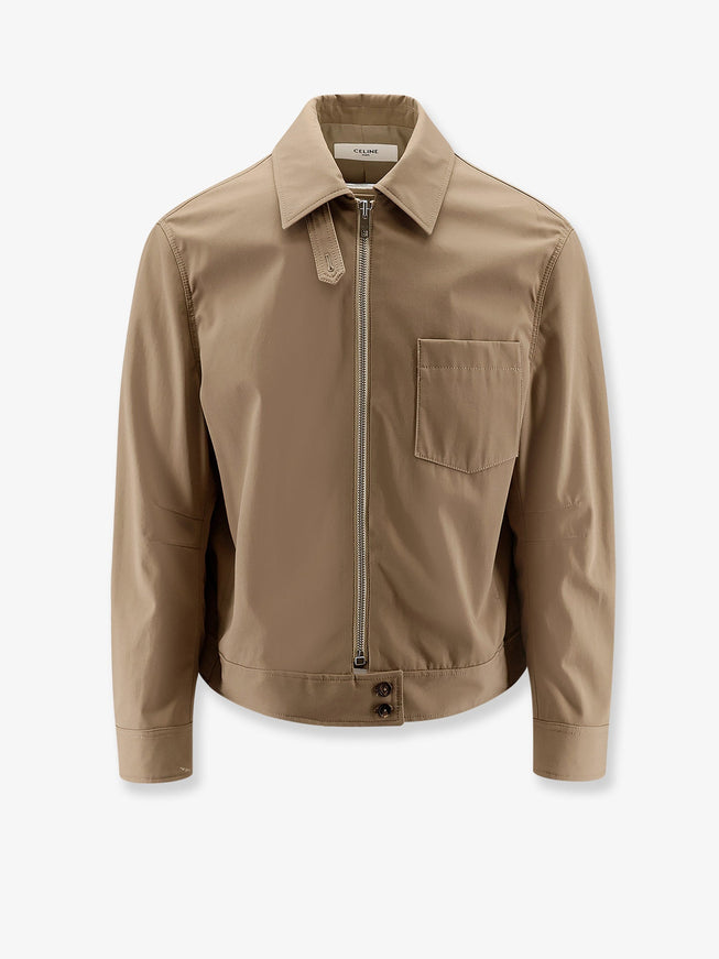 Celine Cotton Jacket With Triomphe Patch Ash Beige