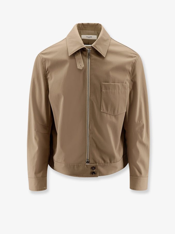 Celine Cotton Jacket With Triomphe Patch Ash Beige