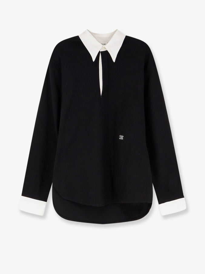 Celine Cotton Sweatshirt With Triomphe Embroidery Blackwhite