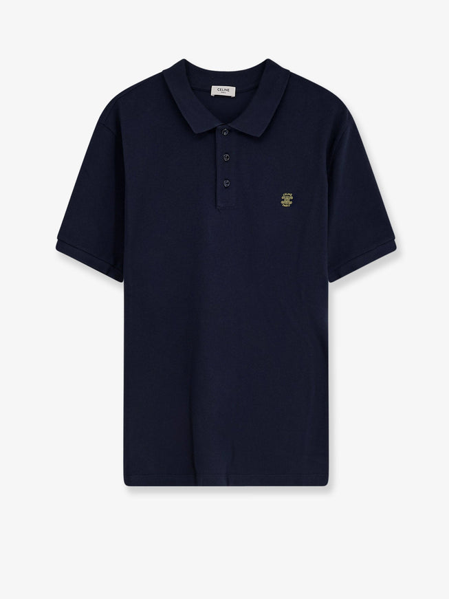Celine Cotton Polo Shirt Navy Post It Yellow