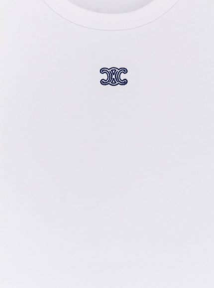 Celine Triomphe T-Shirt In Cotton Blend With Embroidered Logo