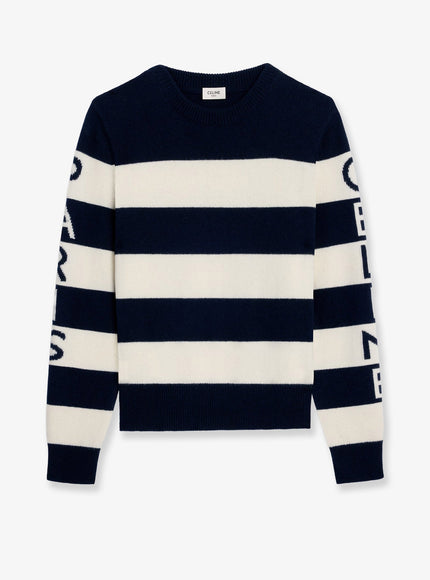 Celine Striped Wool Sweater Ecru Navy