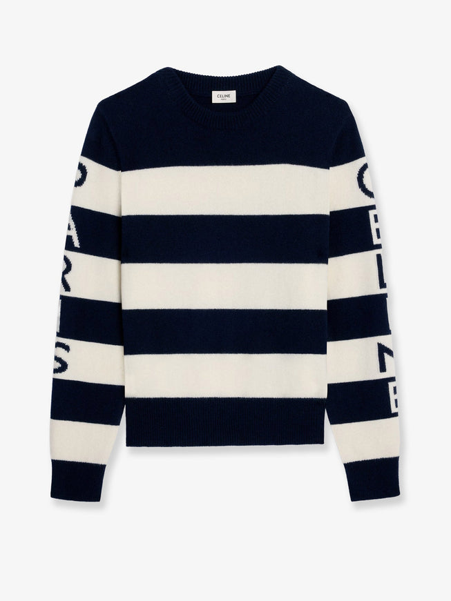 Celine Striped Wool Sweater Ecru Navy