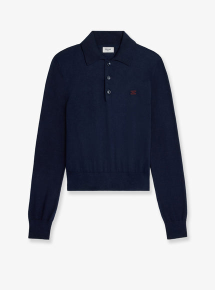 Celine Cotton Polo Sweater Navy
