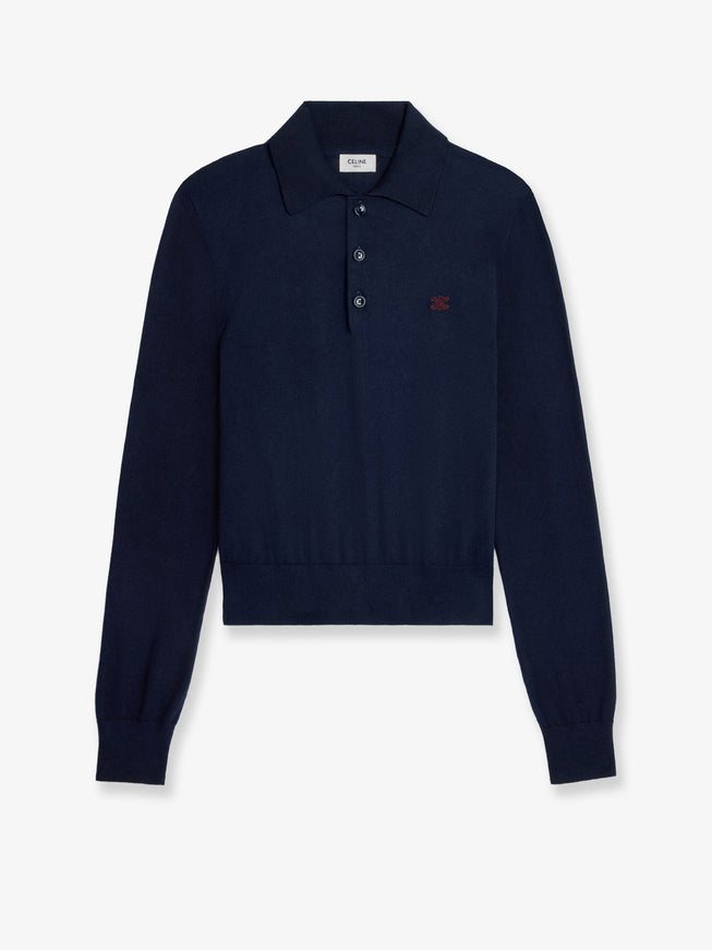 Celine Cotton Polo Sweater Navy